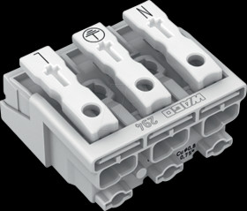 294-5013 Light terminal block, without PE contact, 3-pin, 2.5 mm², white