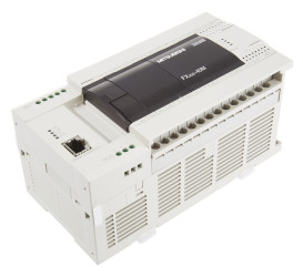 Sterownik programowalny PLC Mitsubishi Electric FX3GE 24 16 Ethernet, RS422, USB DC Przekaźnik 32 000 kroków ModBus