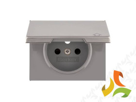 BERKER K.5 Płytka czołowa do gniazda z uziemieniem z pokrywą i przesłonami stal szlachetna nierdzewna 3965777104 HAGER