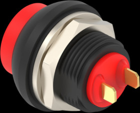 Pushbutton, 1 pole, red, unlit , 0.12 A/125 VAC, 0.2 A/50 VDC, 13.6 mm, IP68, 2329328-2