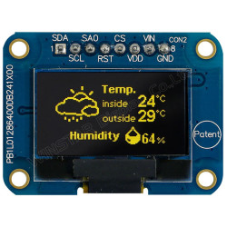 Winstar WEA012864DLPP3N00001 OLED COG 128x64 yellow 0.96&quot; on PCB I2C