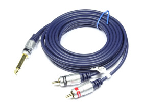 Kabel JACK 6.3 mono wtyk - 2 x RCA wtyk MK80 Vitalco 1.5m