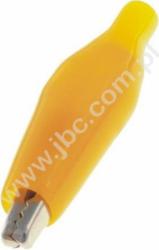 5005-GE Krokodylek w osłonie gumowej, przyłącze lutowane, rozwarcie szczęk 7mm, żółty, ELECTRO-PJP, 5005GE