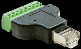 65389 RJ45 plug &gt; 8-pin terminal block adapter, 2-piece