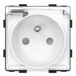 Moduł - gniazdo elektryczne IP44 z klapką - biały - Tawoia Glass