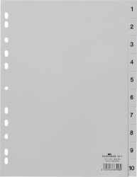 Rejestr Durable 6511 DIN A4 1-10 polipropylen szary 10 zakładek wytłoczone zakładki