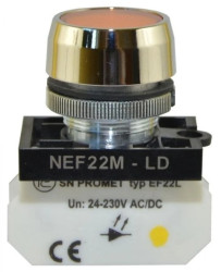 Lampka NEF22 metalowa płaska błyskająca zółta W0-LD-NEF22MLDB G