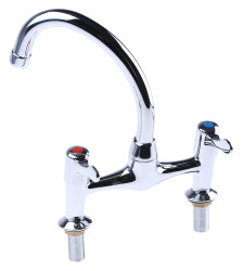 Rozgałęźne, Uchwyt dźwigni ćwierć obrotu, Mieszak zlewu o podwójnym przepływie wzoru filara, Mosiądz, Powlekane