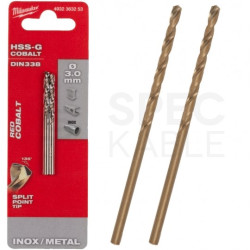 Wiertło do metalu HSS-G kobaltowe 3x61mm RED COBALT MILWAUKEE Blister 2szt