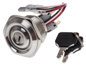 Wyłącznik kluczykowy IP40, DPDT, 5 A 2-Way, -20 → +55°C