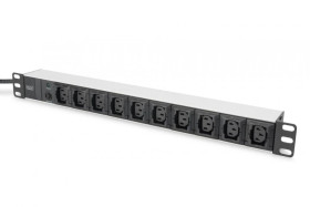 Listwa zasilająca PDU 19 Rack 10x gniazdo C13 2m 1x wtyk C14 10A zab. przeciążeniowe DN-95404