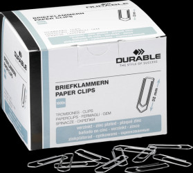 121125 Paper clips, 32 mm, zinc-plated, 1000 pieces
