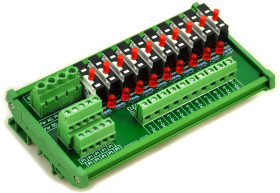 DIN Rail Mount 10 Position Thermal Circuit Breaker Power Distribution Module.