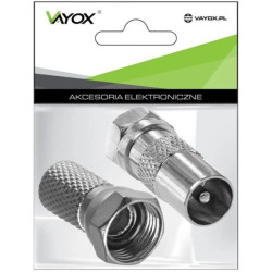 Zestaw złącze wtyk F - wtyk ant. + wtyk F 6,8mm VA0096 Vayox Pak.