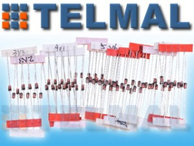 DIODA ZENERA 1W zestaw 14 wartości x5sz