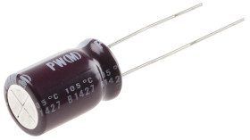 Kondensator 1000μF 10V dc Radialny, Otwór przelotowy Nichicon roztaw: 5mm 10 (Dia.) x 16mm