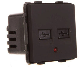 TouchMe Gniazdo 2xUSB 2,1A/5V czarne TM626B