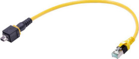Patch cable, ix industrial type A plug, straight to RJ45 plug, straight, Cat 6A, PUR, 1 m, yellow, 33483447804010
