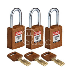 Kłódka LOTO SafeKey nylonowa, szekla stalowa 38 mm, brązowa (3 szt.), 150228