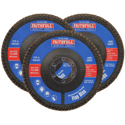 Faithfull FAIFD11580A3 Aluminium Oxide Flap Disc 115 x 22mm 80 Grit (3 Pack)
