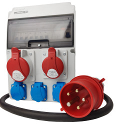 Rozdzielnica budowlana 16A 32A z kablem zabezpieczona 3x 230V Doktorvolt JUN-S/FI DV-0287-F