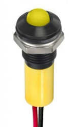 Lampka kontrolna do montażu panelowego 24V dc, Żółta 8mm LED Wyprowadzenia RS PRO