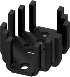 Finger shaped heatsink, (L x W x H) 41.6 x 33 x 19.1 mm, 12 K/W, black anodized, 10034950