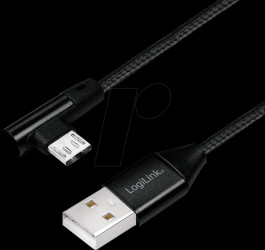 CU0142 Sync and charging cable, USB-A -> micro B, 1.0 m, angled, cotton