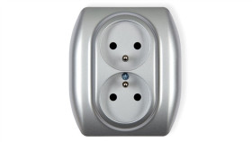 Trend Gniazdo Podwójne Z/U Srebrny 5Gp-2Zp