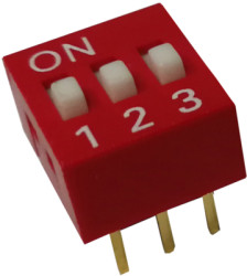DIP switche, 3 pole, straight, 25 mA/24 VDC, DX9A03C
