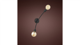 Kinkiet Ścienny Z Szklanymi Szybkami Nira Czarny, Dwupunktowy E14 -...