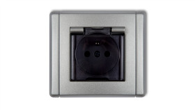 Flexi Gniazdo Bryzgoszczelne Z/U (Klapka Dymna) Srebrny Metalik 7Fgpb-1Zdp