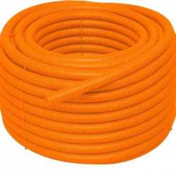 Rura karbowana elektroinstalacyjna 16/10,7mm giętka peszel z pilotem i smarowaniem 320N bezhalogenowa, pomarańczowa 100m TUBIFOR