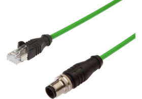Złącze kablowe M12 męski 4pin prosty kodowanie D RJ45 męski 4pin prosty 4x0.14mm² -40-75stC z kablem 10m VKA08F25