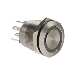 Bulgin MPI002/28/BL Anti-vandal Switch SPST 24V DC 50mA Blue Ring IP66