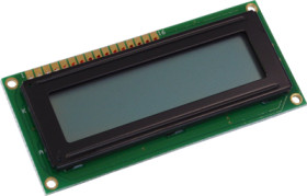 Alphanumeric display, 2 x 16 character, STN-gray, viewing area: 61 x 15.8 mm, DEM 16216 SGH