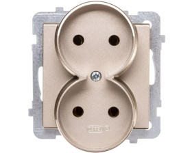 SONATA Gniazdo podwójne b/u szampański złoty GP-2RR/m/39