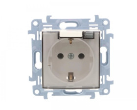 Simon 10 Gniazdo pojedyncze SCHUKO z uszczelką klapka transparetna biała 16A 250V IP44 CGSZ1B.01/11A