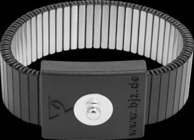 Metal wristband, wrist circumference approx. 175 mm, push button Ø 4 mm, steel, black, C-219-146-40-EML