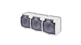 Junior Gniazdo Potrójne Z/U (Klapka Dymna) Biały Ip54 Ghe-3D