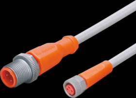 Sensor actuator cable, M12 cable plug, straight, A to M8 cable socket, straight, A, 3 pole/3 pole, 0.3 m, PUR, gray, 3 A, EVW076