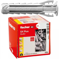 Kołki rozporowe uniwersalne SX Plus 8x40mm do wszystkich pełnych materiałów FISCHER 100szt