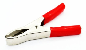 Krokodylek do akumulatora 50A; czerwony