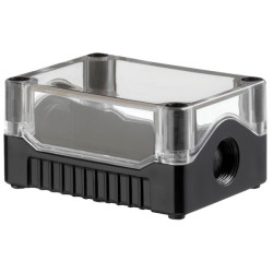 Evatron DE02S-A-TB-0 IP67 ABS Enclosure 2x M20 Black Base Clear Top 106x80x53mm