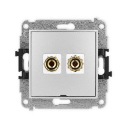 ICON Mechanizm gniazda głośnik. poj. bez opisu(banan czerwony i czarny, pozłacany, 4 mm2, do lutowania) srebrny metalik 7IGGBO-3