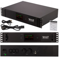Zasilacz awaryjny UPS RACK 19" 2U 1200W / 2000VA AVR + 2x akumulator AGM 9Ah VOLT