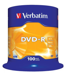 Nienagrana płyta DVD, typ: DVD-R, 4,7 GB, 16X, opakowanie: Trzpień, ilość: 100