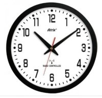 TIM-ZEGAR300W Zegar ścienny DCF, tarcza biała, plastik - średnica 300mm - zasilanie 1xAA - obudowa w kolorze srebrnym