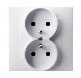 SZAFIR Gniazdo podwójne z uziemieniem kompletne z ramką biały GP-2ZZ/00