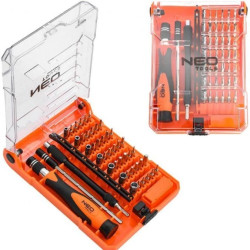 Zestaw końcówek wkrętakowych, serwisowy do smartfonów 53 sztuki + przedłużki + narzędzie do otwierania kart SIM NEO 06-111-1